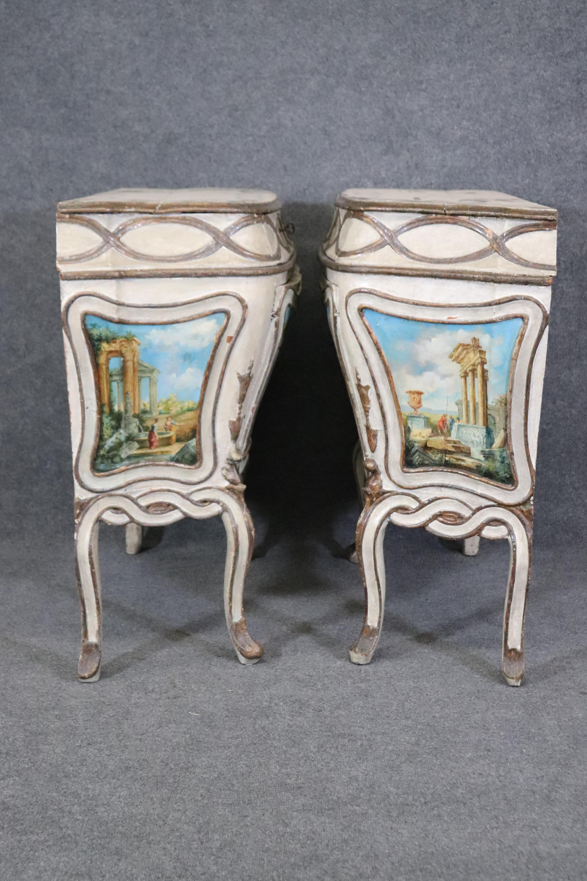 Rare Pair Period 18th Century Paint Decorated  Venetian Commodes Cabinets For Sale 2