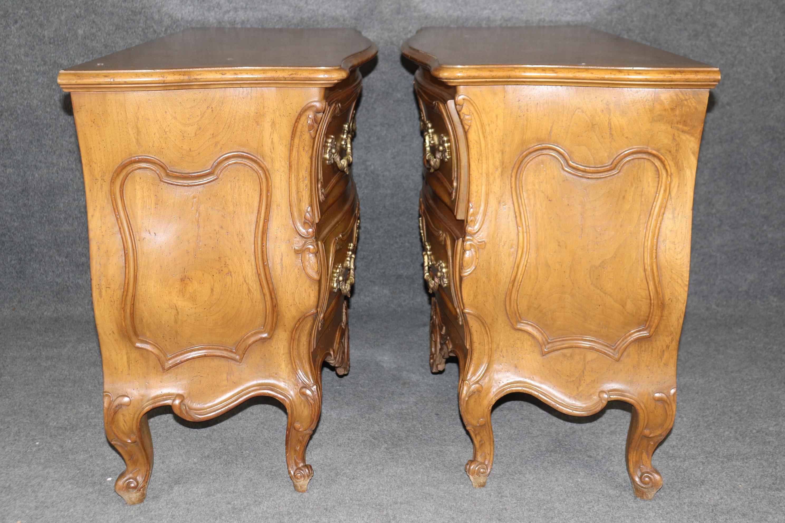 Bronze Rare Pair Signed Auffray & Co Walnut French Louis XV Style Commodes