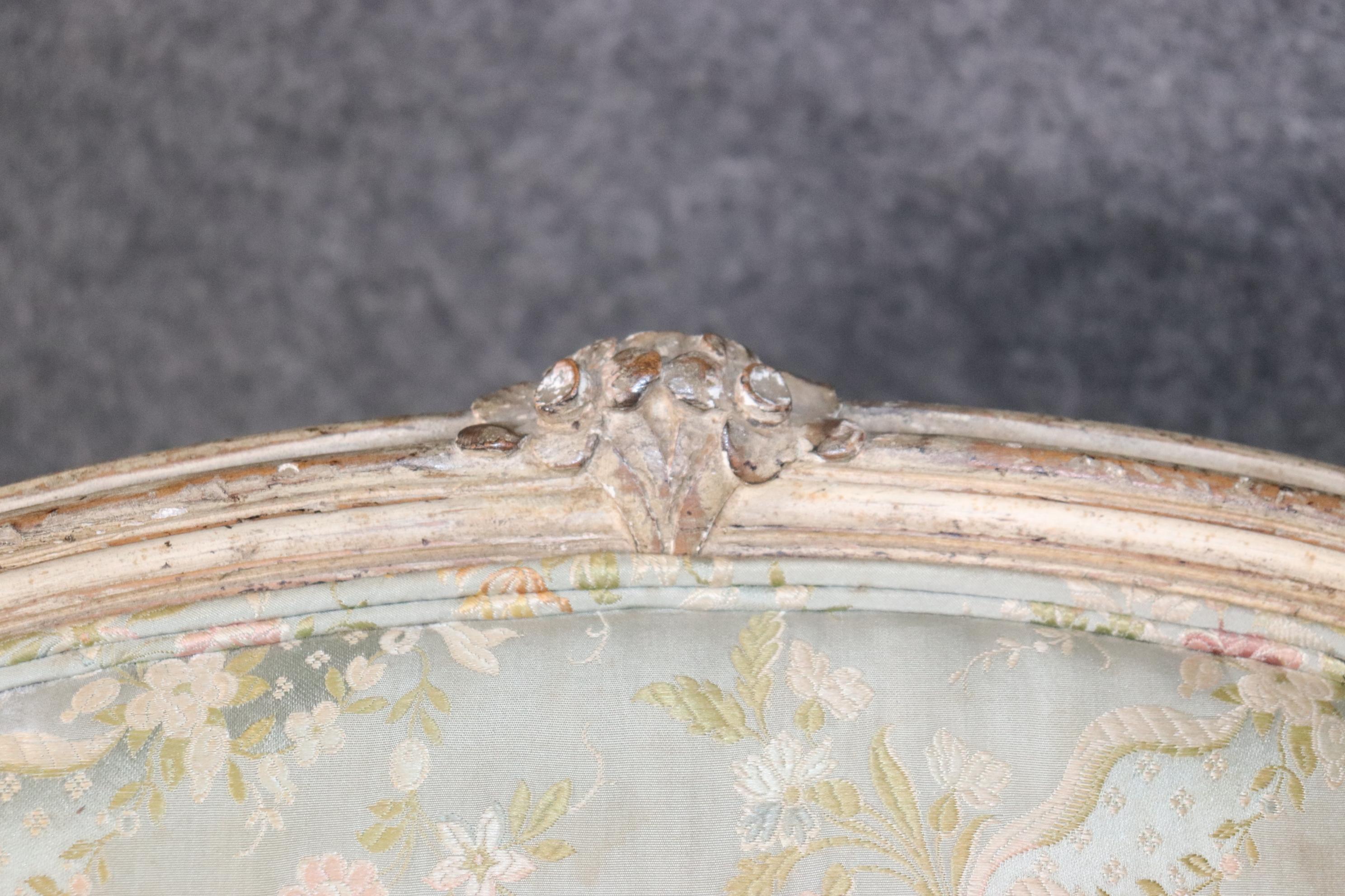 Rare Pair Signed Maison Jansen Distressed Painted French Louis XV Bergere Chairs 6