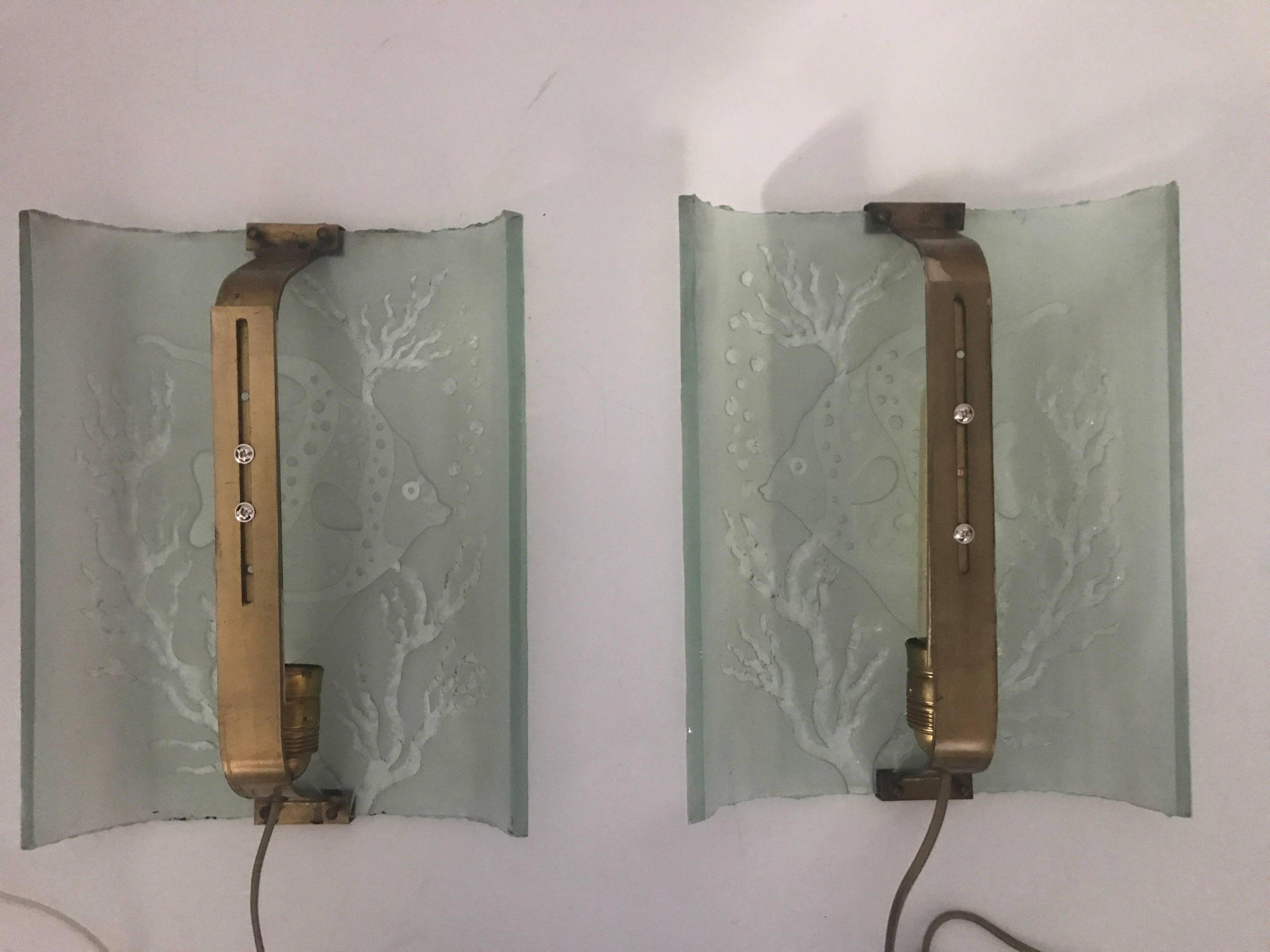 Rare Pair of Swedish Art Deco Glössner Wall Sconces 1930 by Einar Forseth For Sale 3