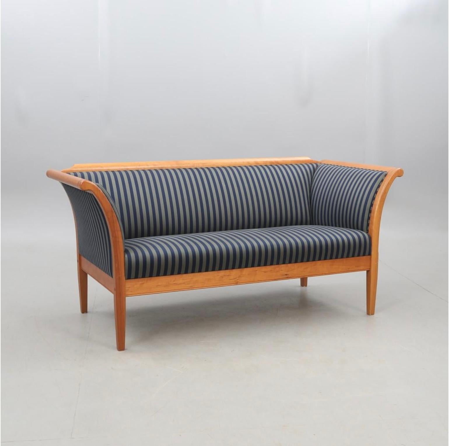 Polished Rare Pair Swedish Biedermeier Style Sofas Couch Empire 20th C 172cm 3-4 Seat A For Sale