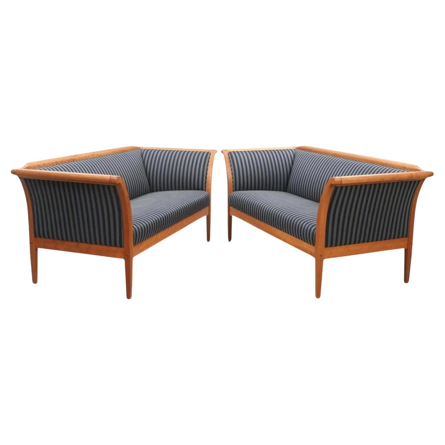 Rare Pair Swedish Biedermeier Style Sofas Couch Empire 20th C 172cm 3-4 Seat A For Sale