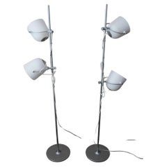 Rare Pair! Swedish Modern Articulating Decorator Floor Pole Lamps! Silver Danish