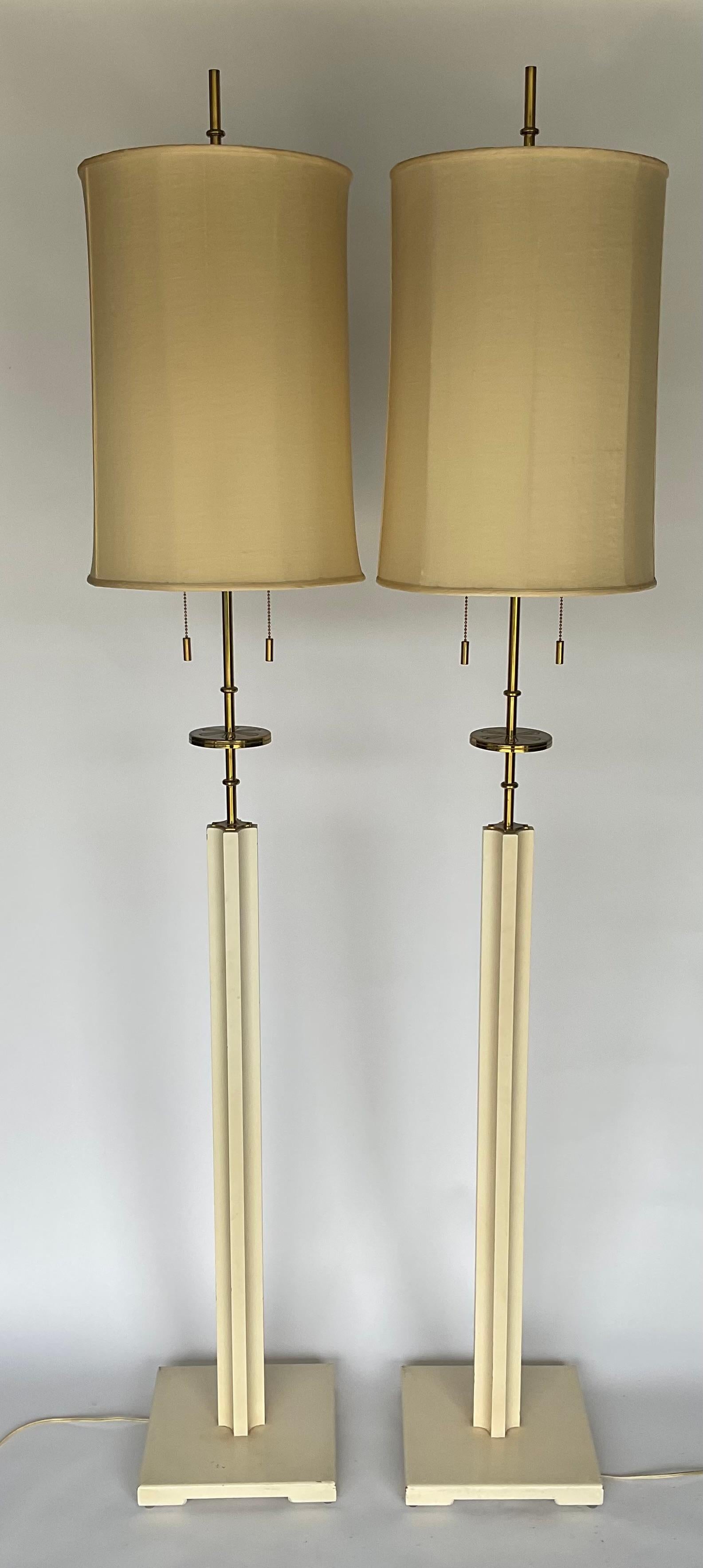 Rare PAIR Tommi Parzinger Model 6362 Floor Lamps Original finish and shades  For Sale 3
