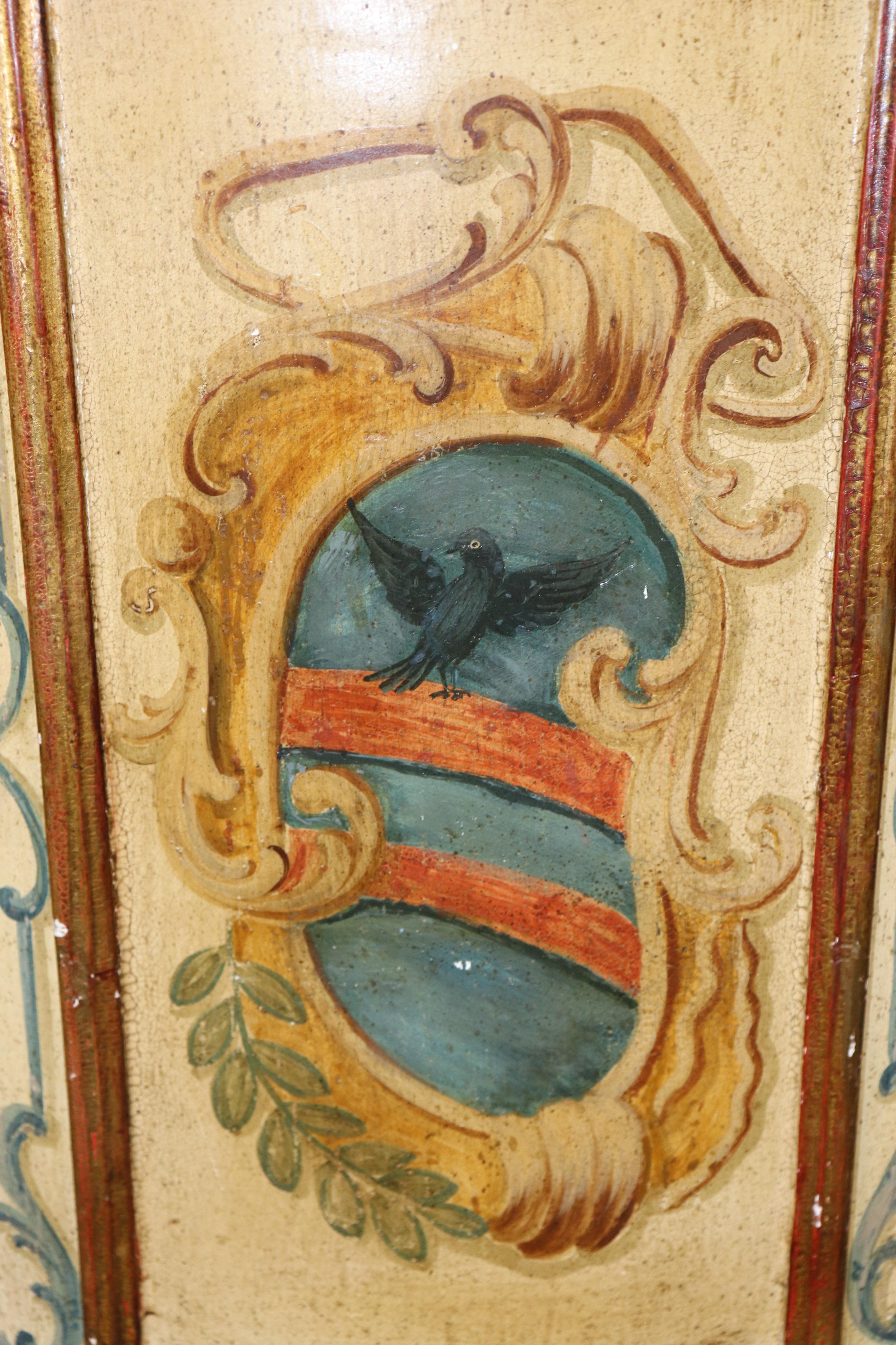 Fine XIX secolo Rara coppia di armadi ad angolo decorati con vernice veneziana CIRCA 1890 in vendita