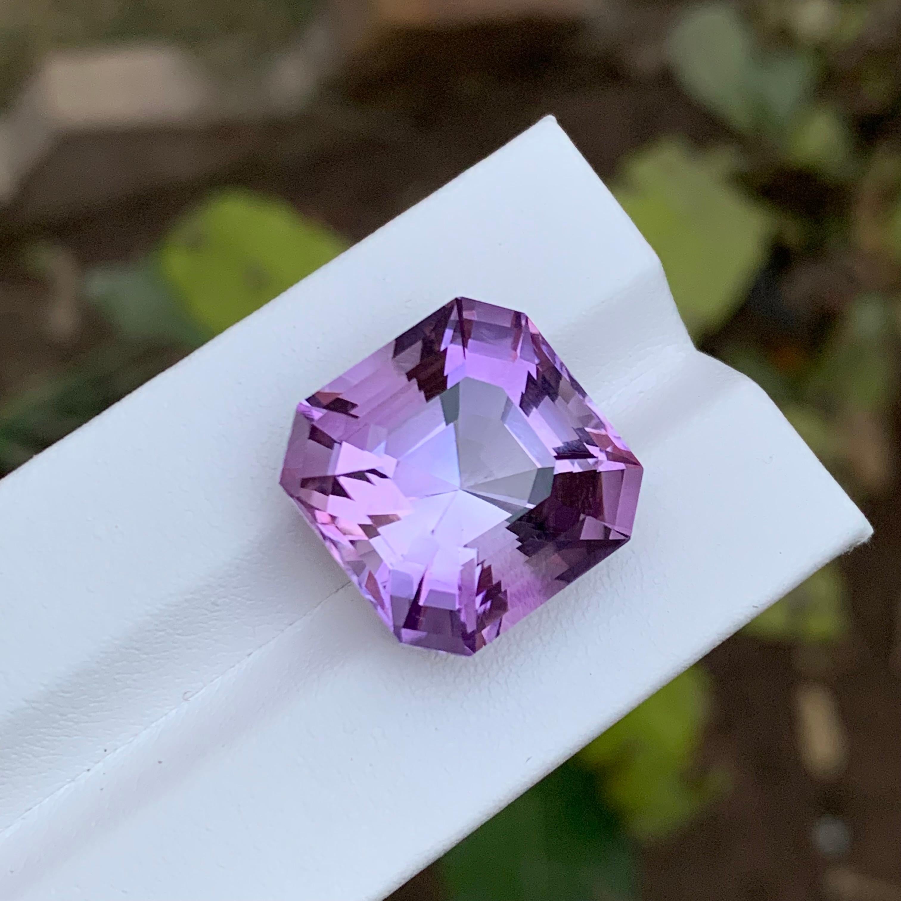 Rare Pale Purple Natural Amethyst Gemstone, 24.70 Ct Asscher Cut for Pendant etc For Sale 1