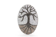 Palmiero, seltener Baum des Lebens-Ring, 18 Karat Weißgold Diamant Pavé