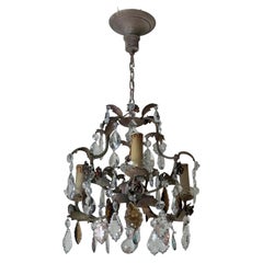Rara araña de cristal Palwa de 3 brazos, cristales rosa-lila, Hollywood Regency