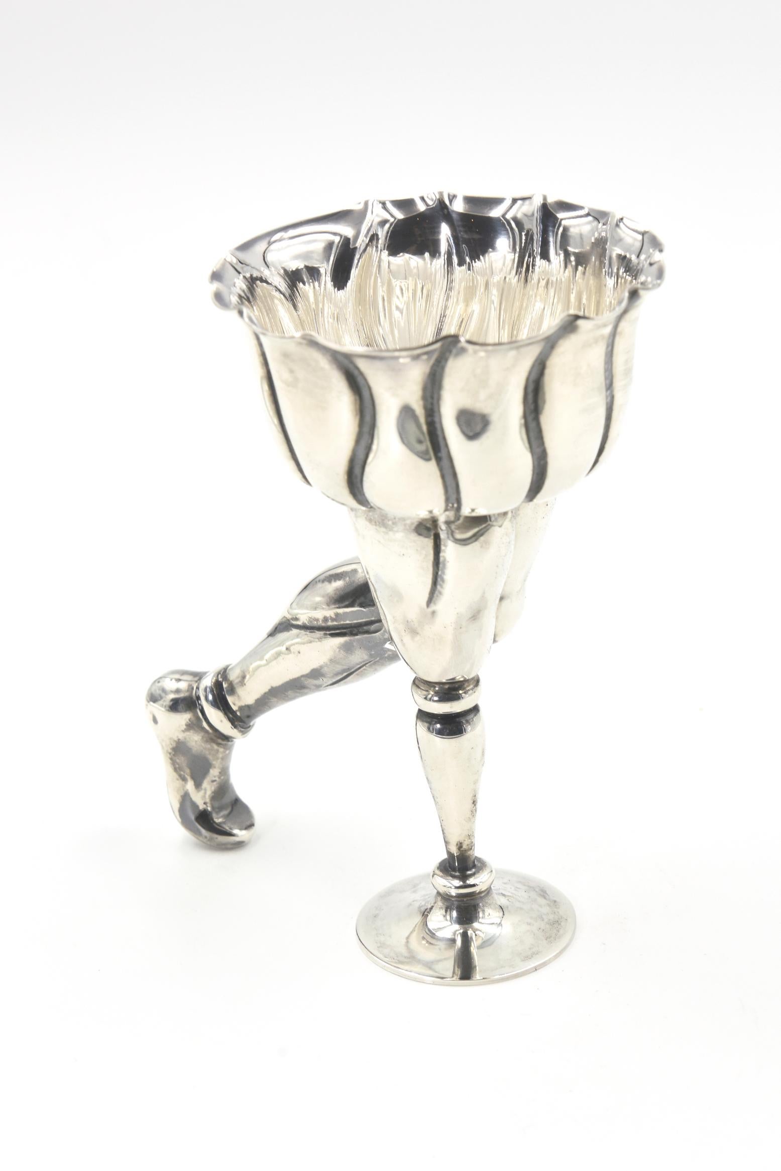 Italian Rare Pampaloni Sterling Footed Figural Wine Cup from Bichierografia Collection