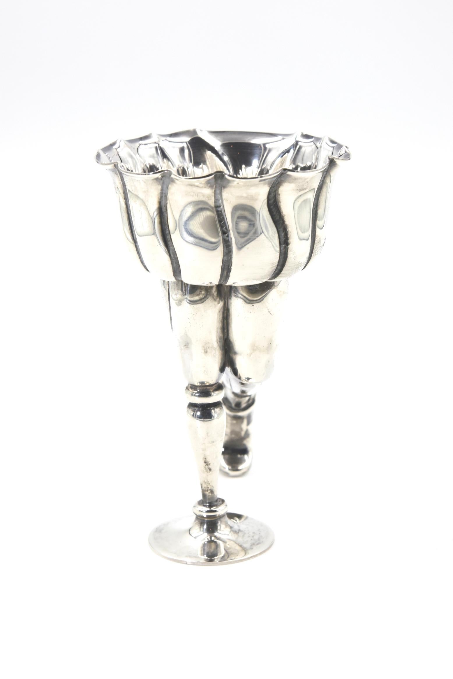 20th Century Rare Pampaloni Sterling Footed Figural Wine Cup from Bichierografia Collection