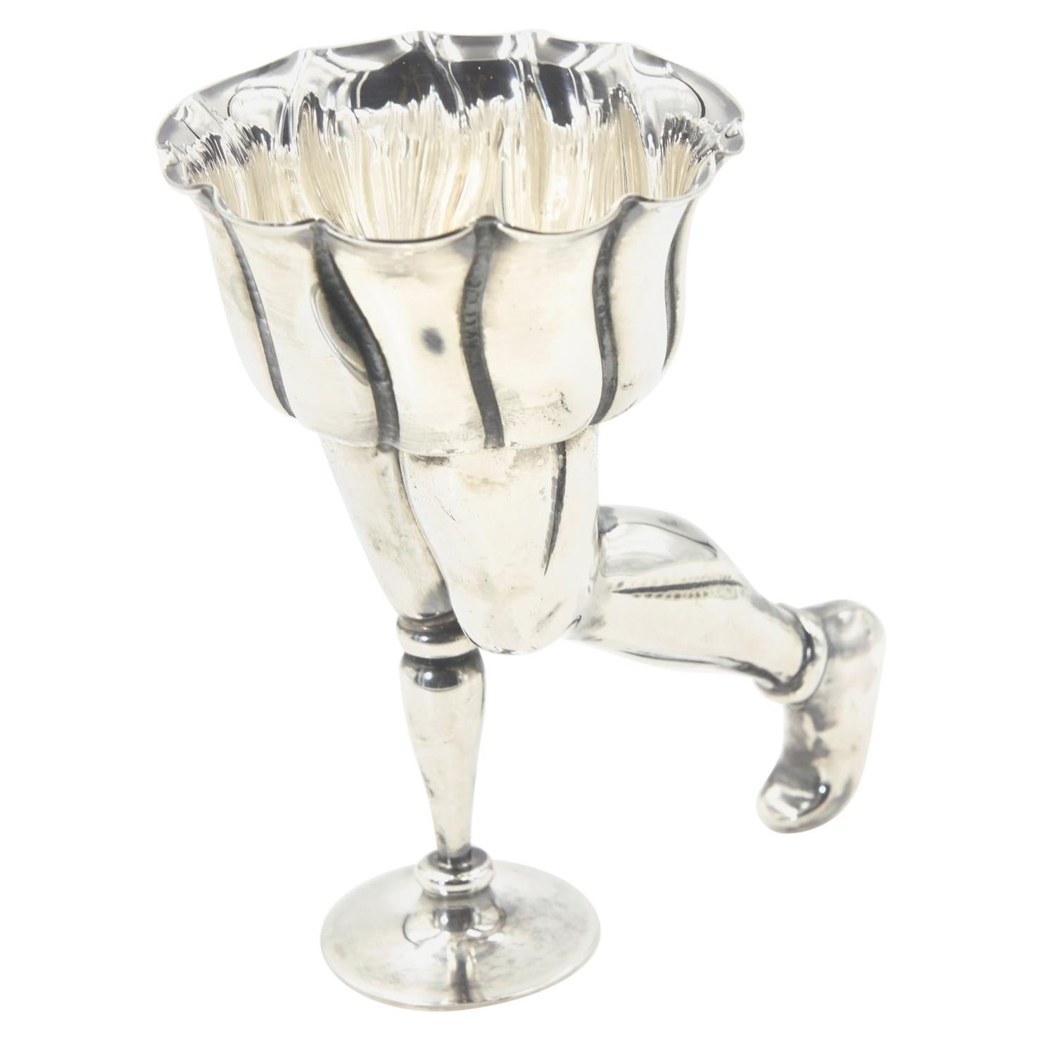Rare Pampaloni Sterling Footed Figural Wine Cup from Bichierografia Collection