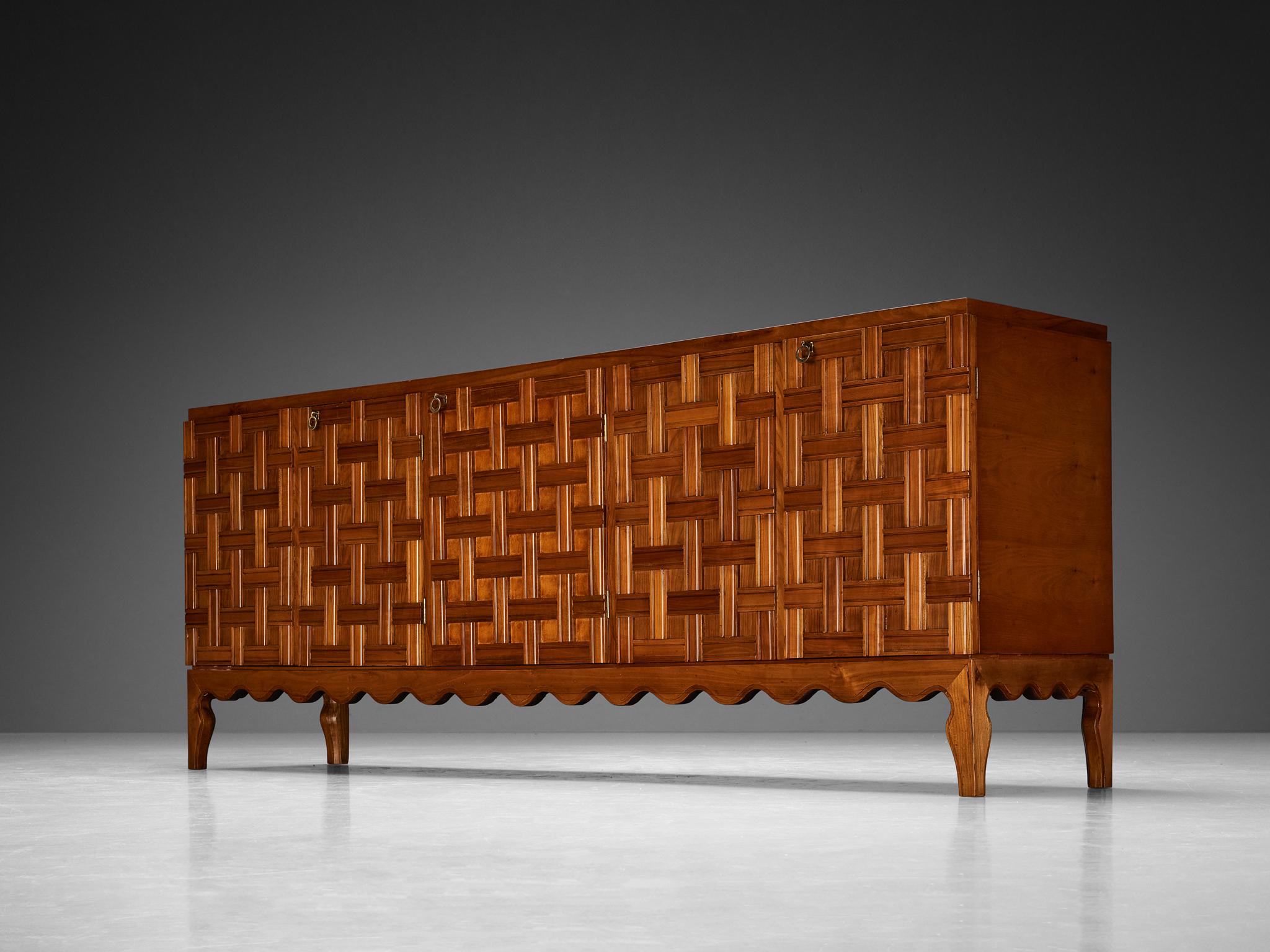 Brass Rare Paolo Buffa Sideboard in Cherry  For Sale