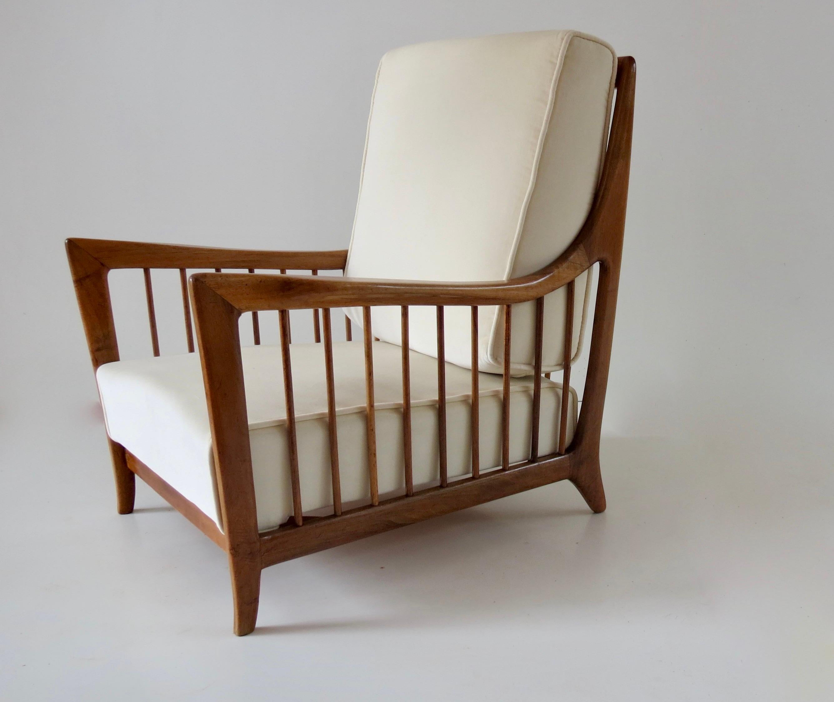 Rare Paolo Buffa White Cherrywood Armchair 118/F, 1950 3