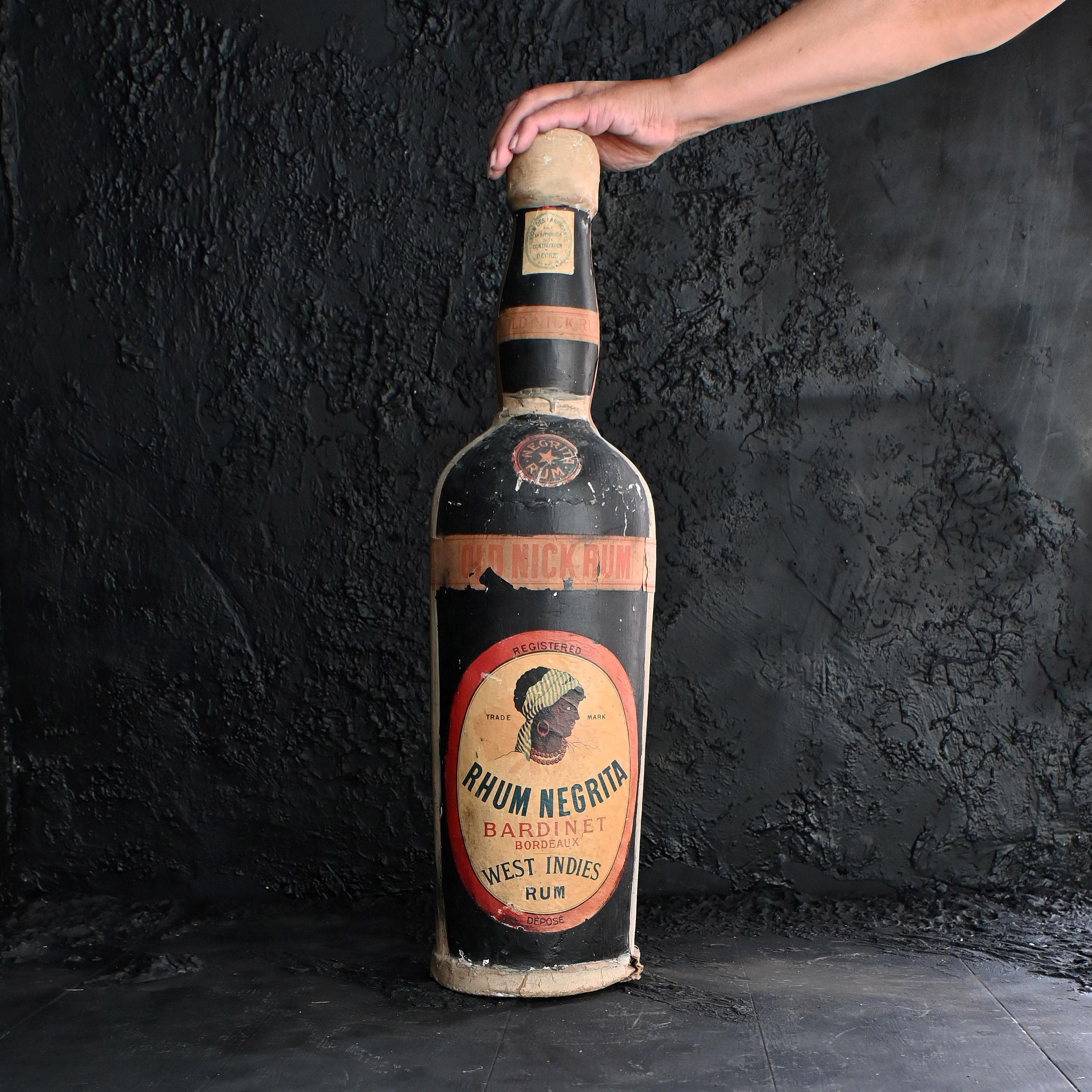 Rare papier Mache Rhum Negrita Advertising Promotional Bottle  2
