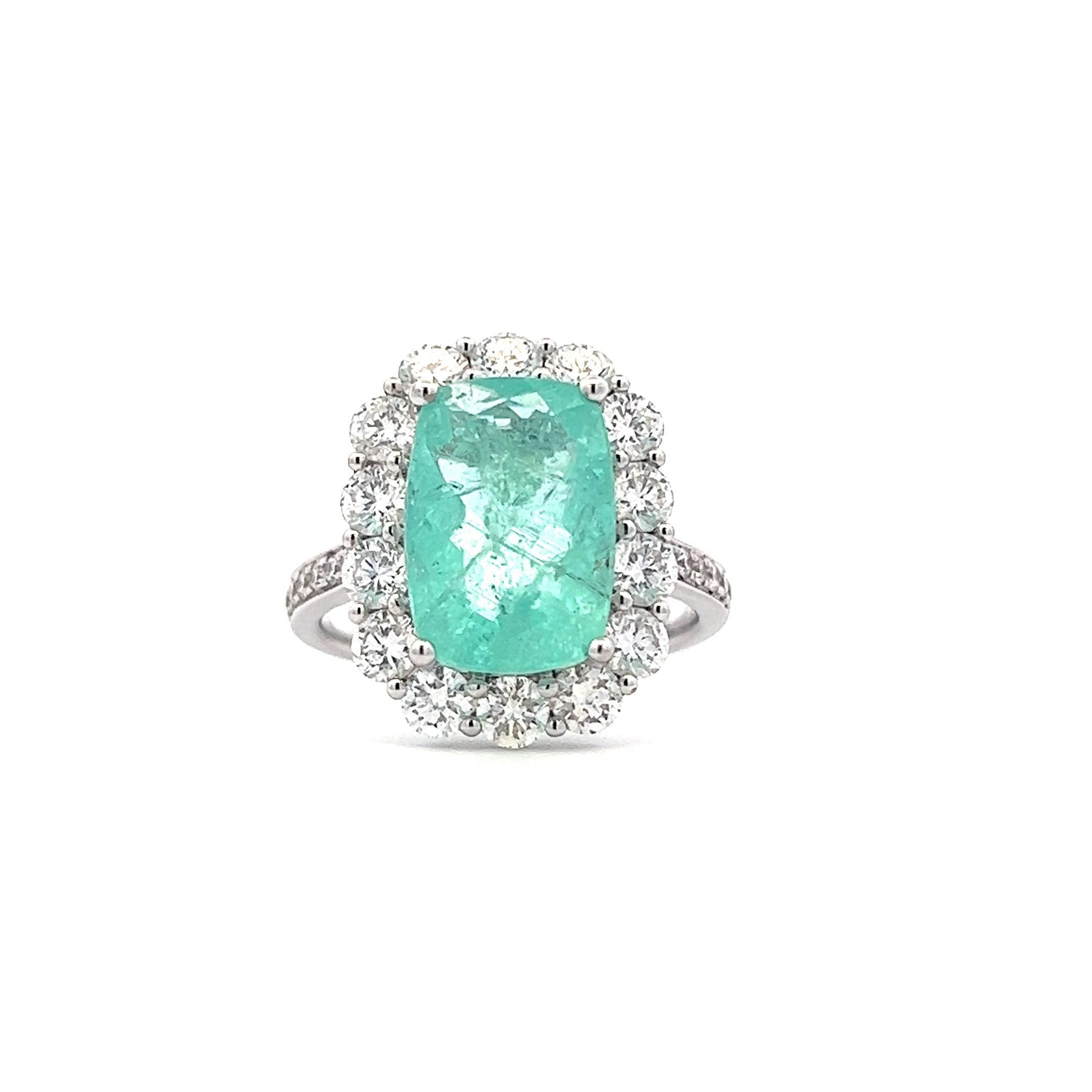 Seltener Paraiba 4,13 ct Diamant 18K Gold Ring für Sie im Zustand „Neu“ im Angebot in Genève, GE