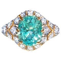 Antique Rare Paraiba Tourmaline & Diamond Ring