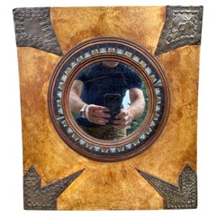 Seltener Pergament- und Kupferspiegel von Carlo Bugatti