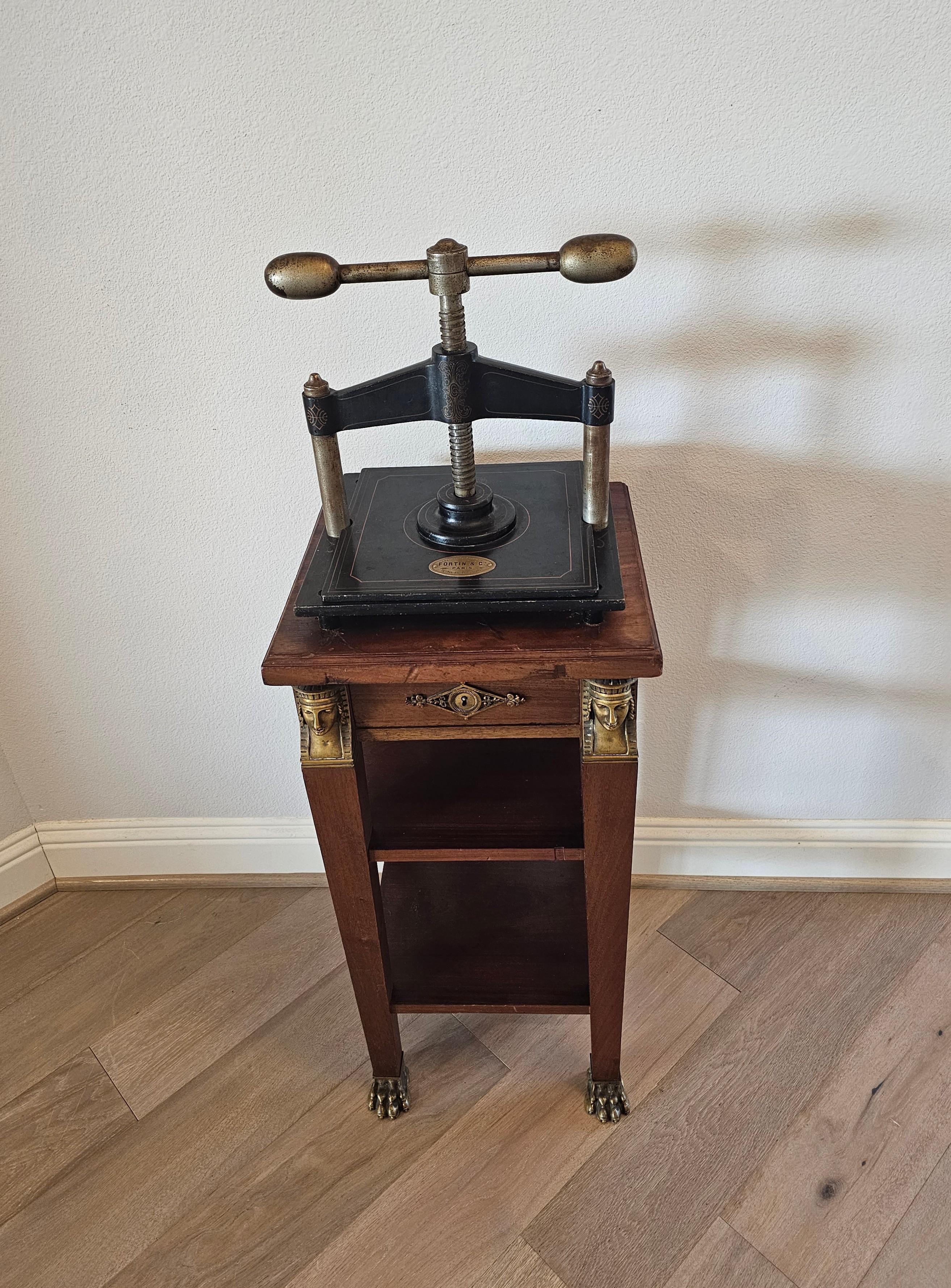 19th Century Rare Parisian Antique Fortin & Cie Iron Bookpress Stand