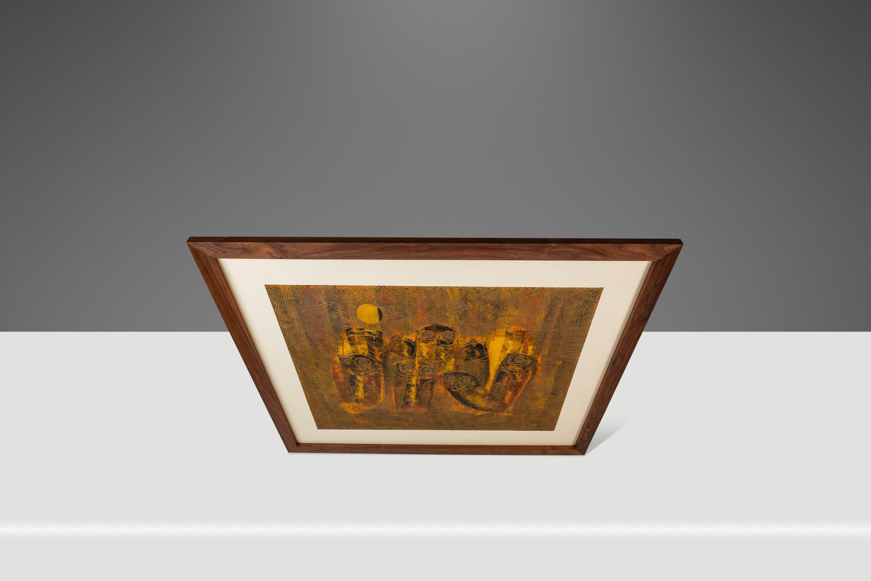 Entdecken Sie dieses bezaubernde Vintage-Gemälde thailändischer Volkskunst des Künstlers Sukhya, ein Juwel aus den 1960er Jahren, das aus der Mitte des Jahrhunderts stammt. Dieses originelle Stück verbindet meisterhaft traditionelle thailändische