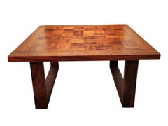 Rare Oak Parquet Side Table (Chess Table)- Set of 2