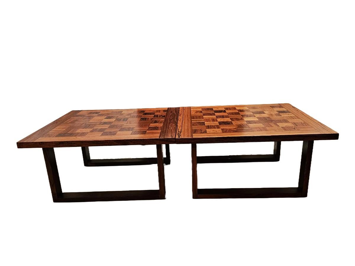Hand-Crafted Rare Parquet Rosewood Side Table by Poul Cadovius (Chess Table)- Set of 2