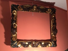 Rare Partly Gilt Carved Wood Frame