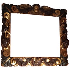 Rare Partly Gilt Carved Wood Frame