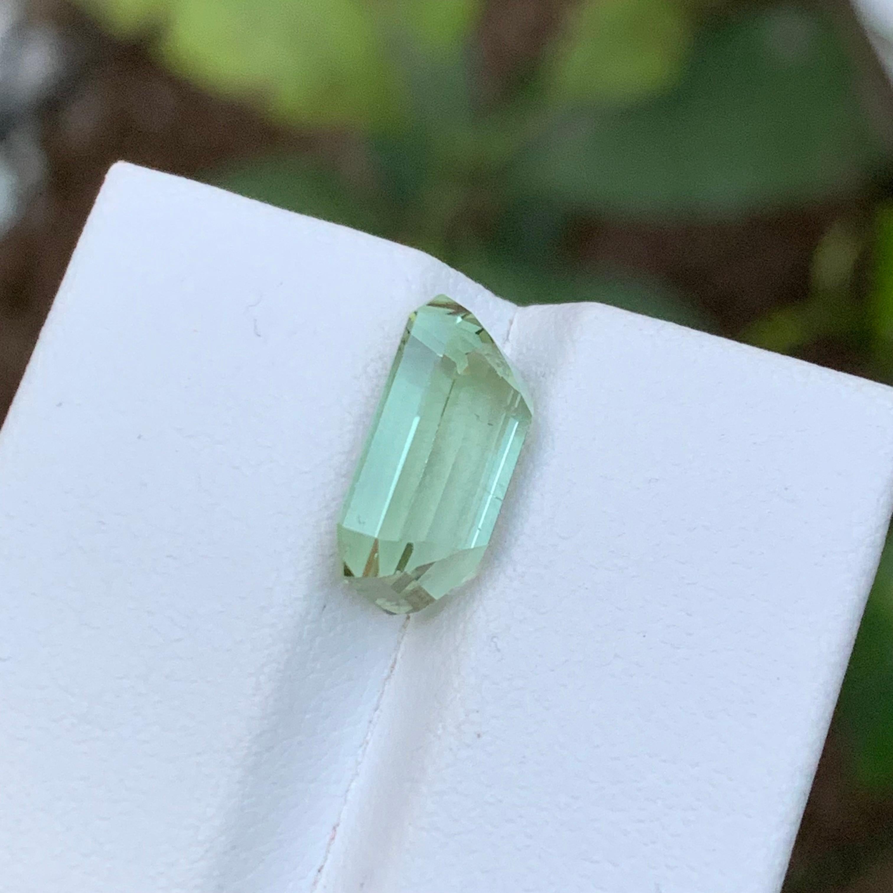 Rare Pastel Green Natural Tourmaline Gemstone, 5.05 Ct Emerald Cut-Ring/Jewelry For Sale 2