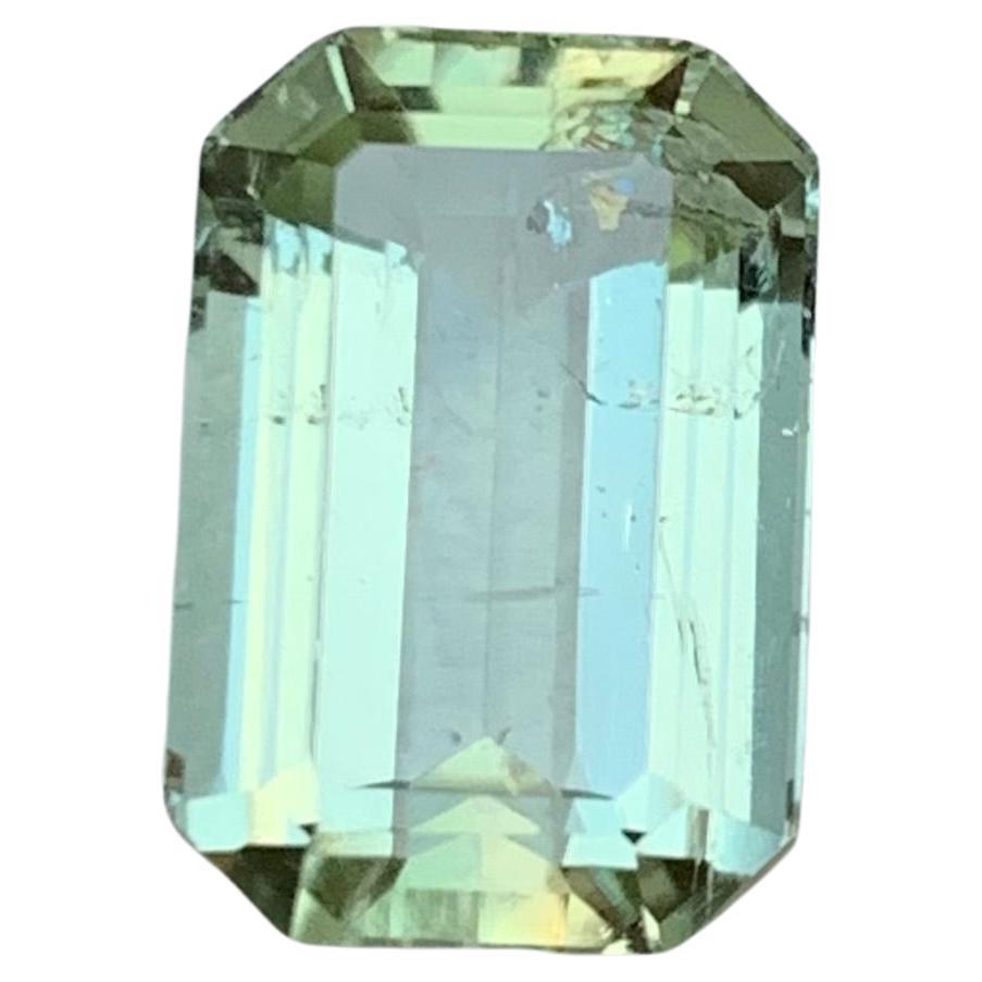 Rare Pastel Green Natural Tourmaline Gemstone, 5.05 Ct Emerald Cut-Ring/Jewelry For Sale