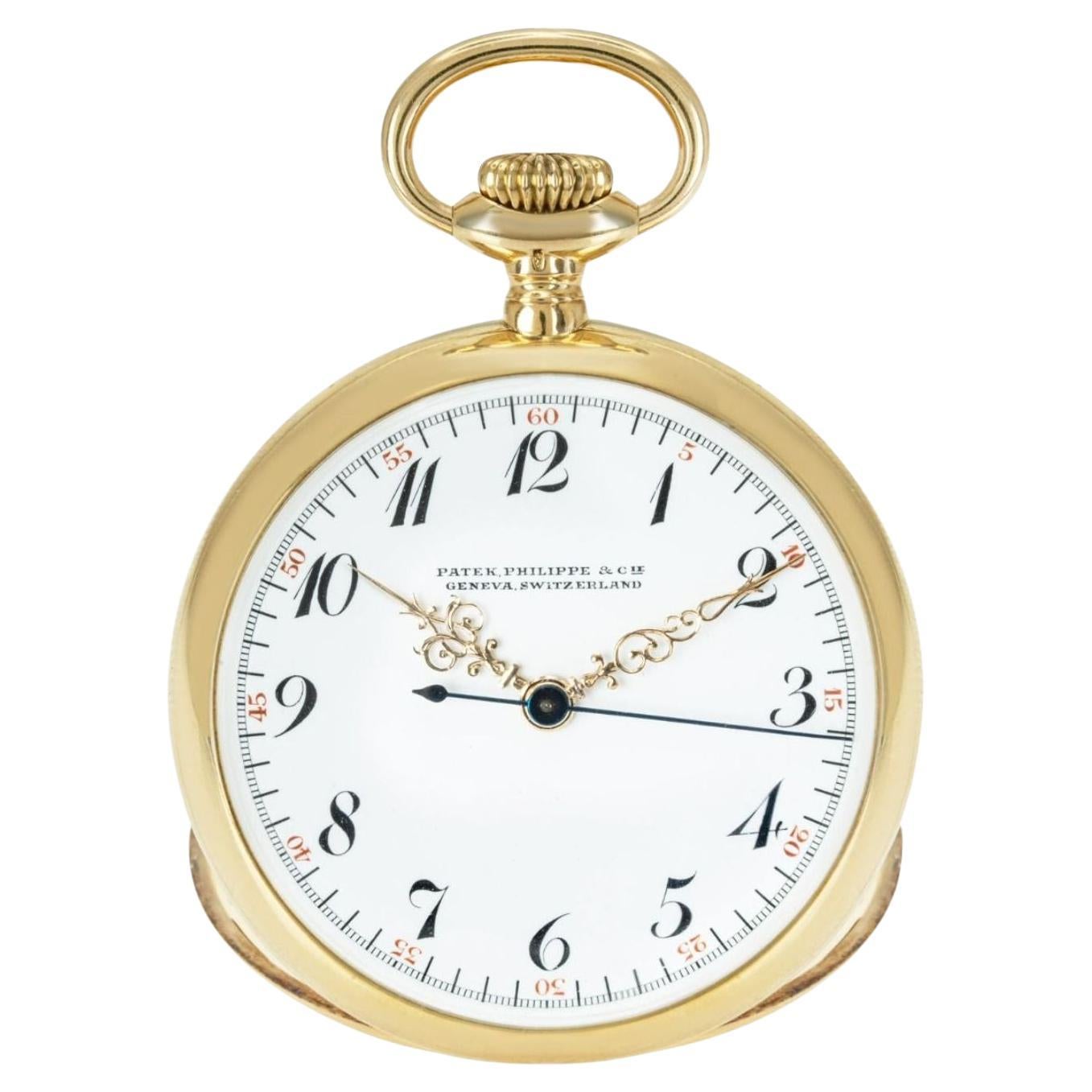 Rare Patek Philippe 18ct Gold Centre Second Keyless Lever Open Face Pocket Watch