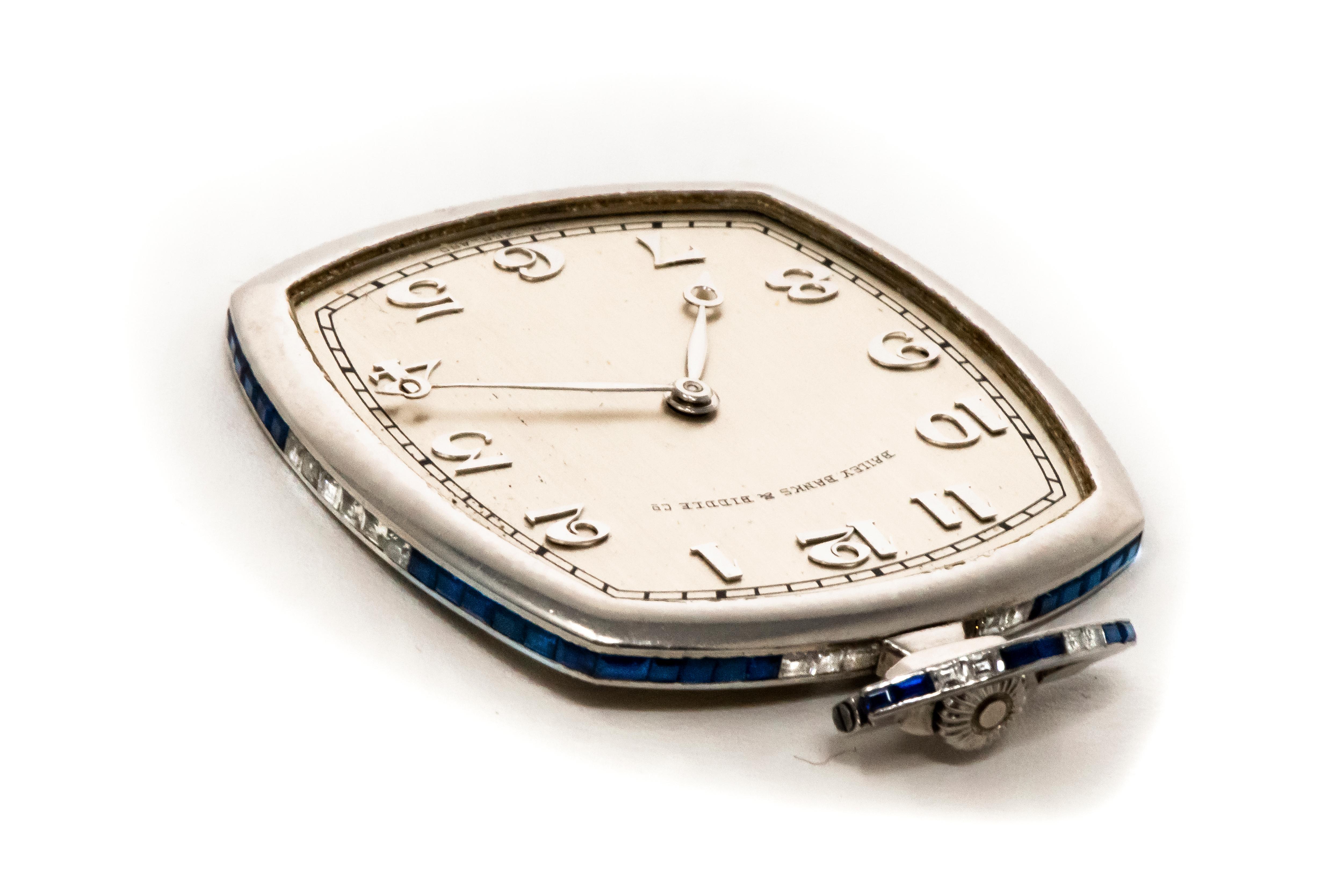 Rare Patek Philippe 1930s Platinum Sapphire and Diamond Factory Set Pocket Watch 2