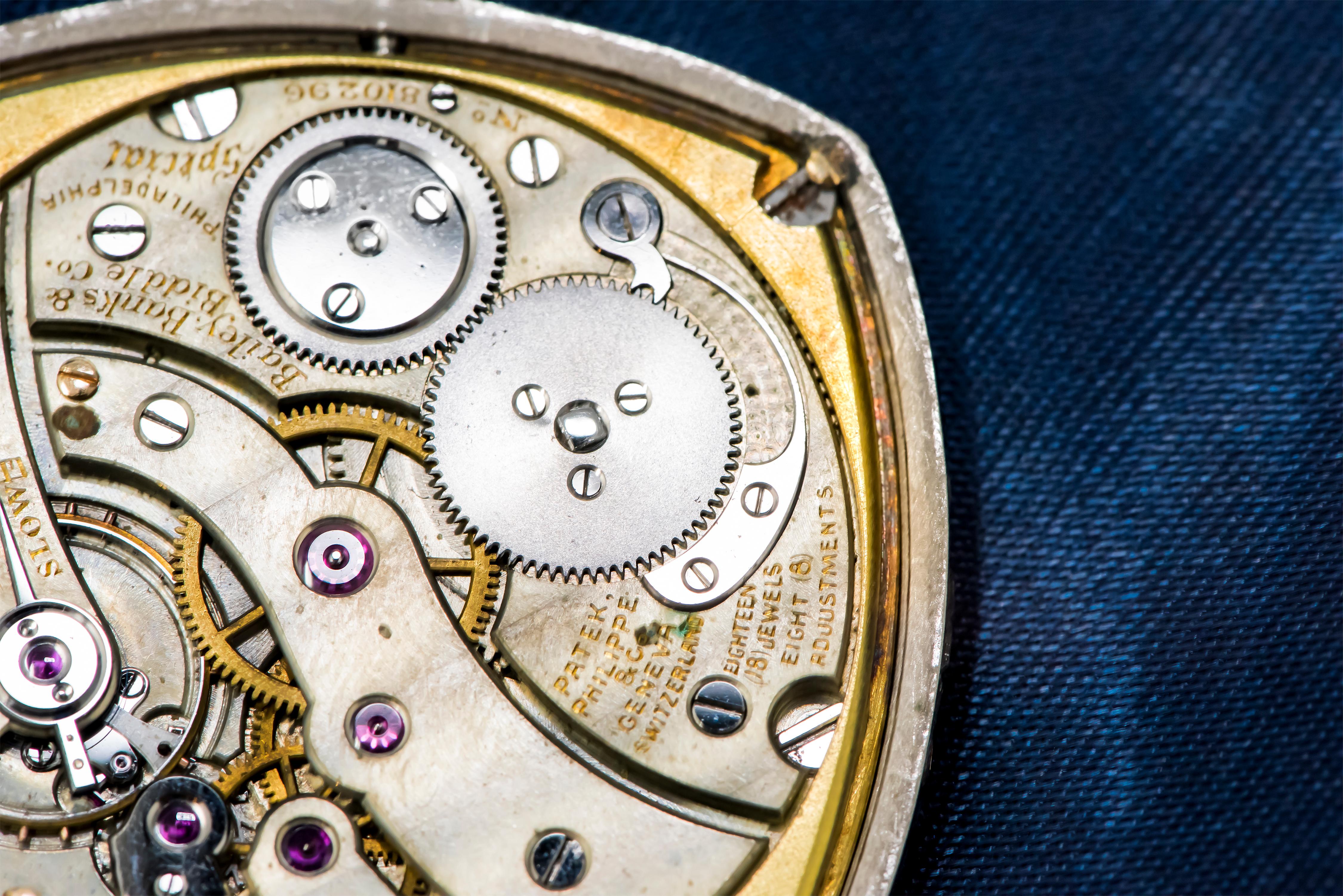 French Cut Rare Patek Philippe 1930s Platinum Sapphire and Diamond Factory Set Pocket Watch