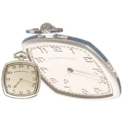 Rare Patek Philippe 1930s Platinum Sapphire and Diamond Factory Set Pocket Watch