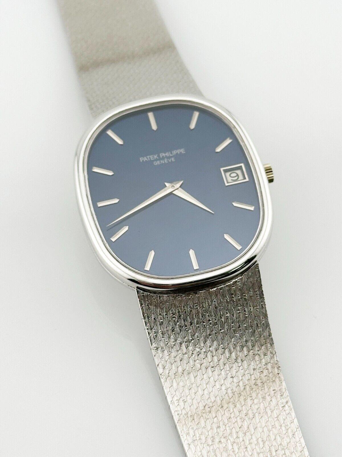 Raro Patek Philippe Ellipse Jumbo 3605 Quadrante blu Oro bianco 18 carati In condizioni ottime in vendita a San Diego, CA