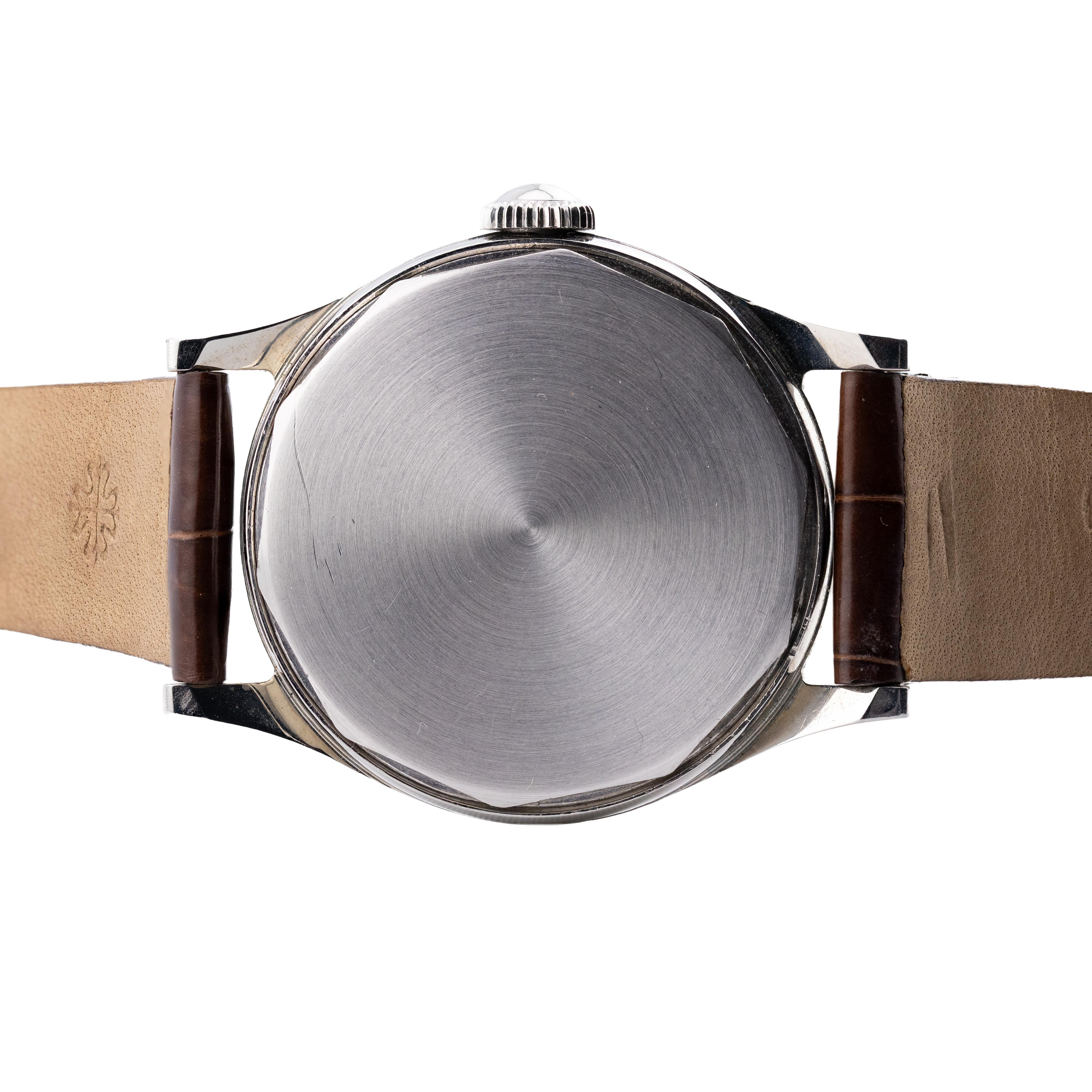 Seltene Patek Philippe Referenz 565 Edelstahl überdimensionale Herrenarmbanduhr im Angebot 1