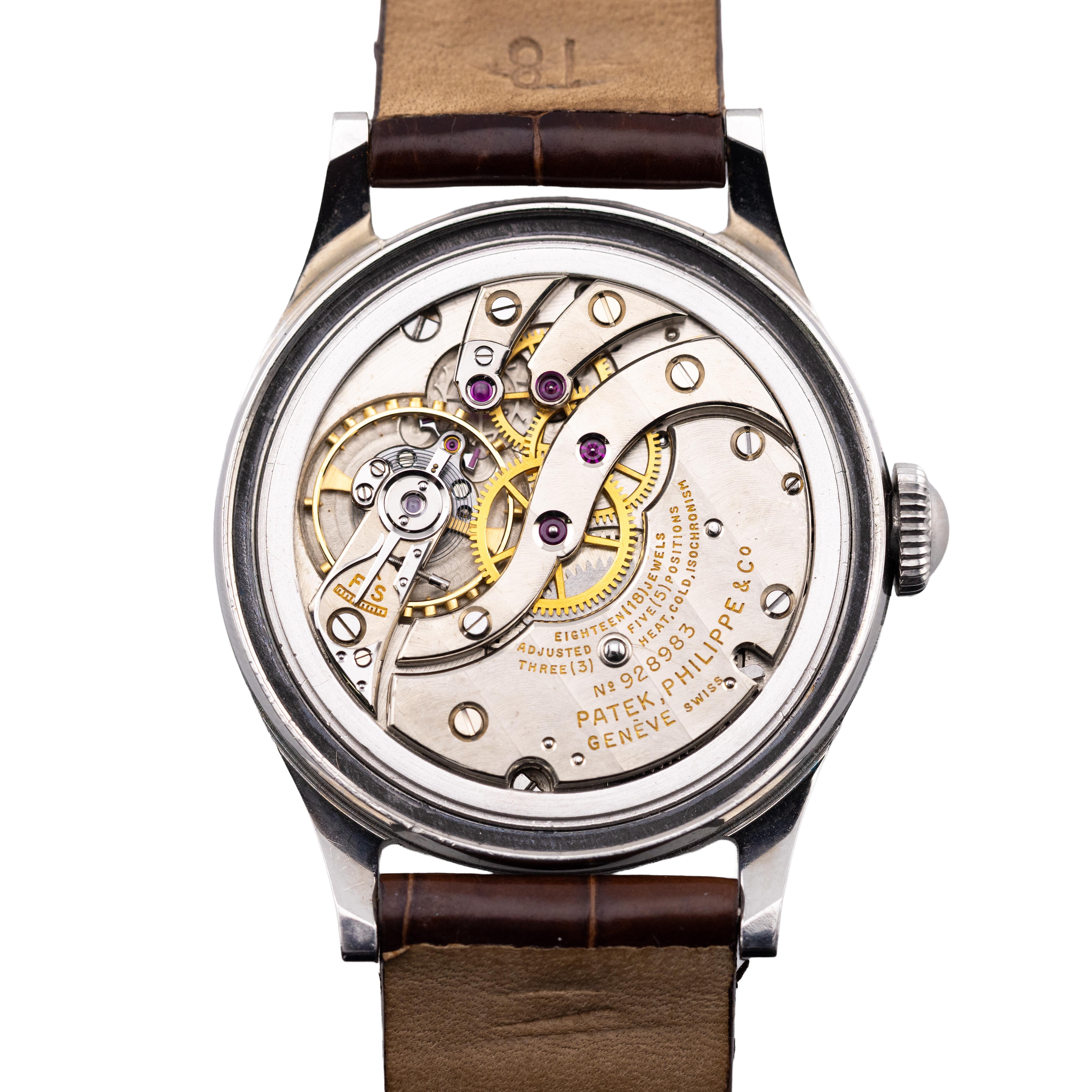 Seltene Patek Philippe Referenz 565 Edelstahl überdimensionale Herrenarmbanduhr im Angebot 4