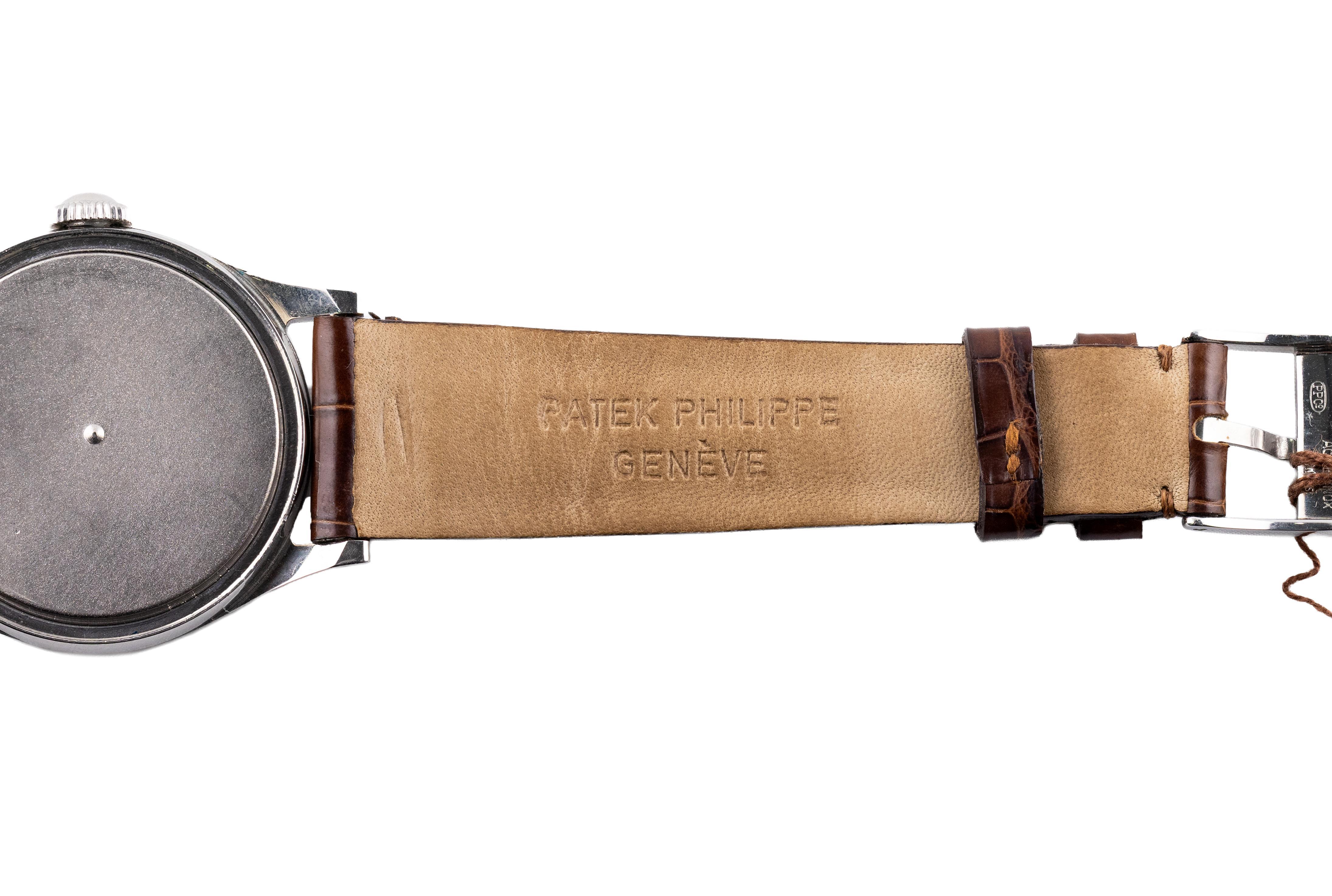 Seltene Patek Philippe Referenz 565 Edelstahl überdimensionale Herrenarmbanduhr im Angebot 5