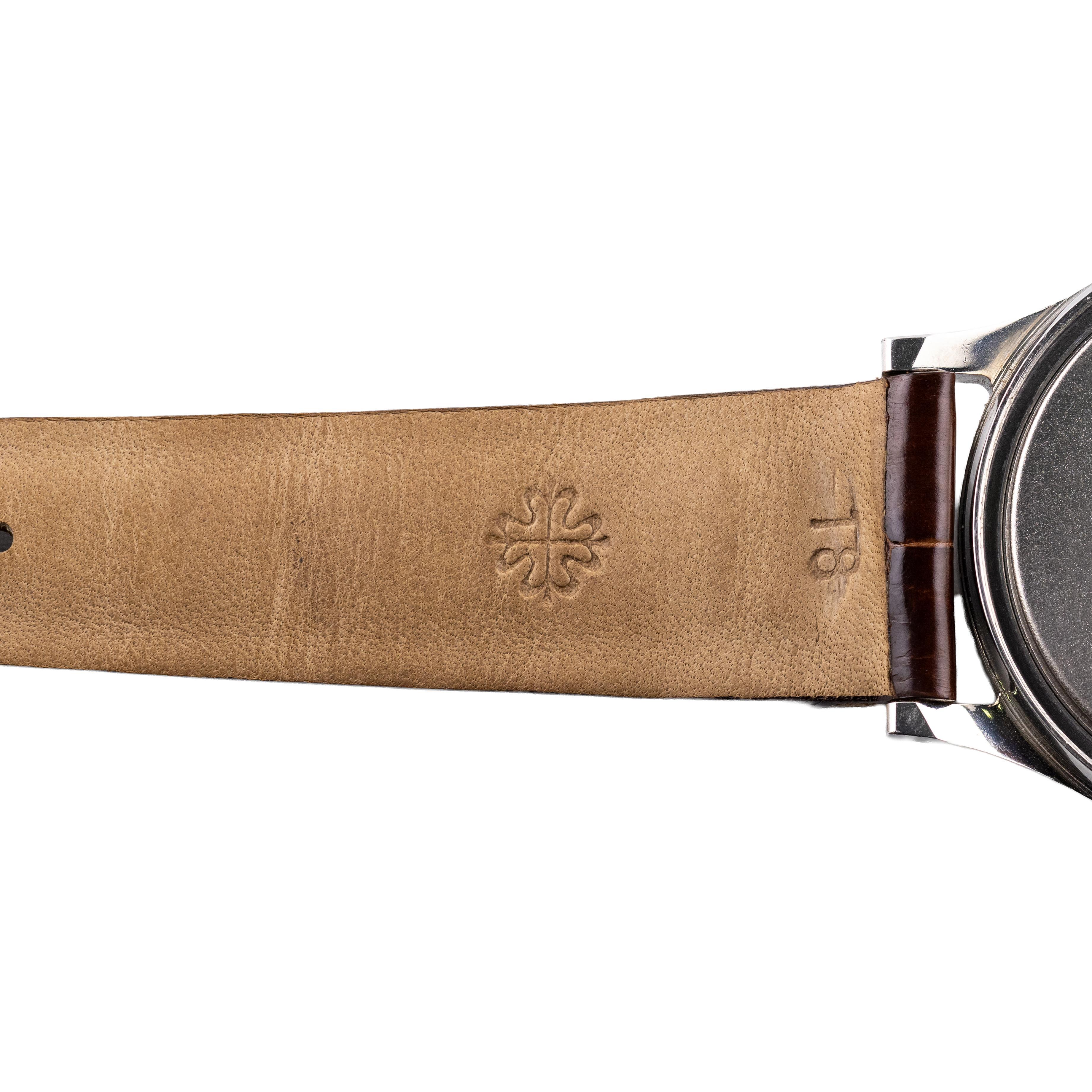 Seltene Patek Philippe Referenz 565 Edelstahl überdimensionale Herrenarmbanduhr im Angebot 6