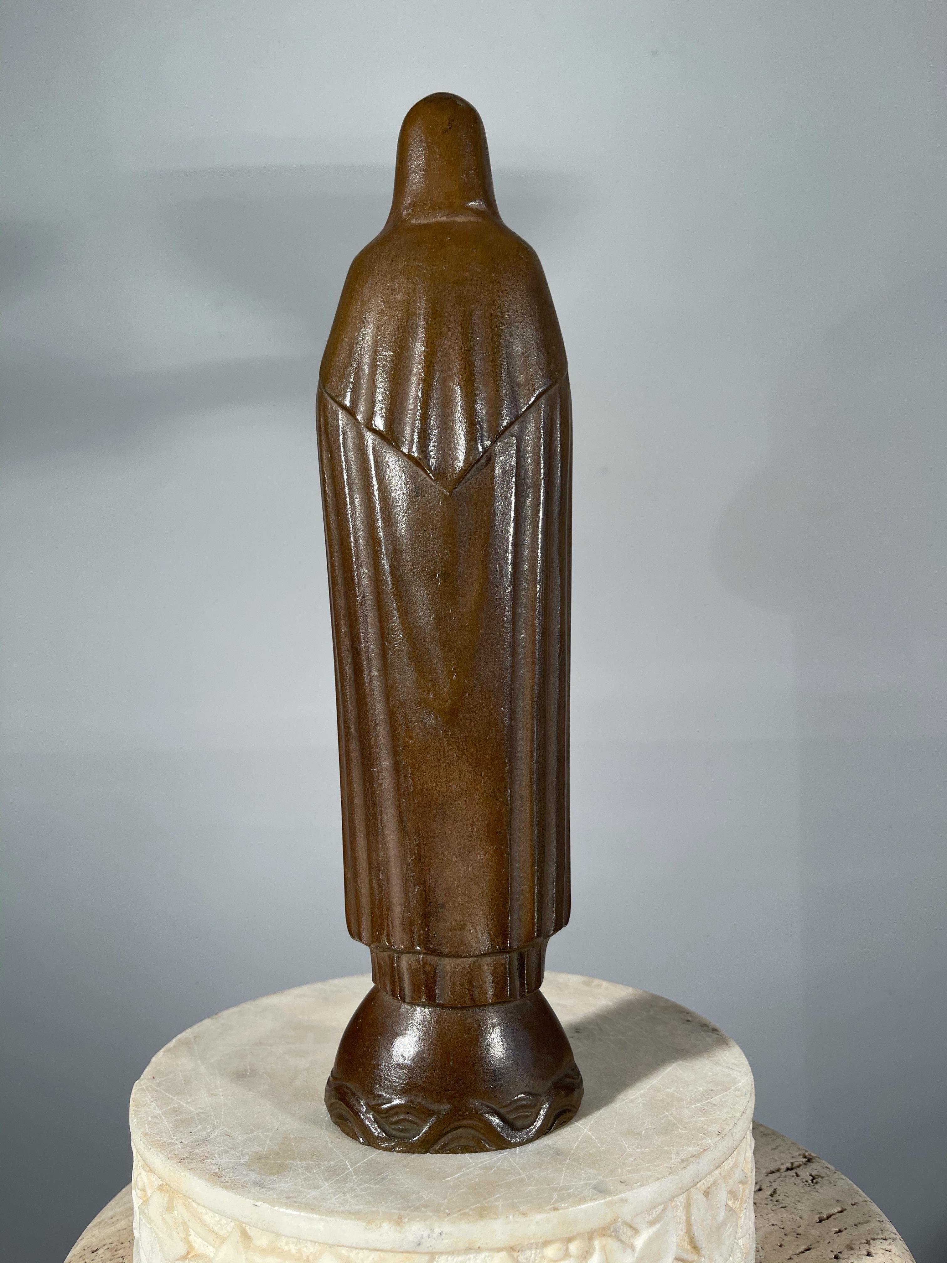 Moulage Rare sculpture ancienne en bronze patiné représentant le cœur immaculé de la Vierge Marie en vente