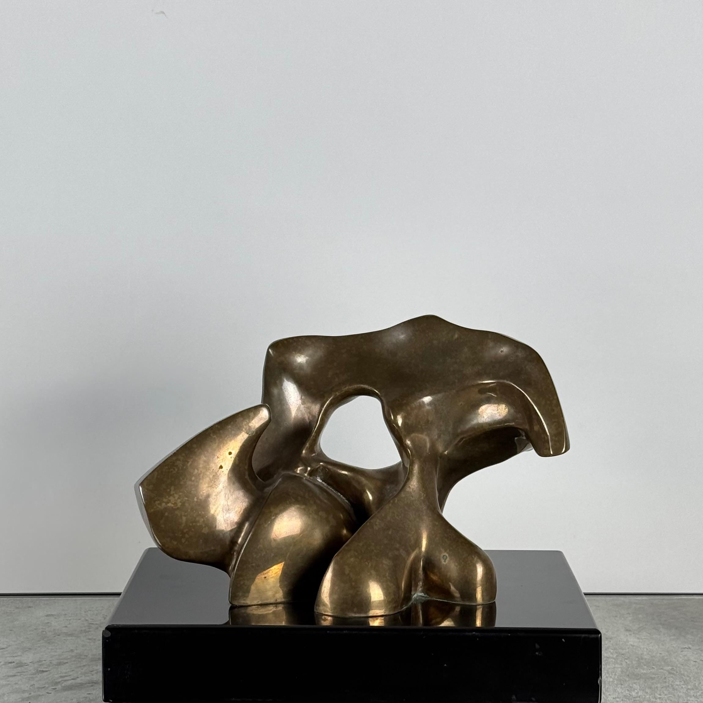 Rare Patinated Bronze Abstract Sculpture by Sy Rosenwasser In Good Condition For Sale In Los Angeles, CA