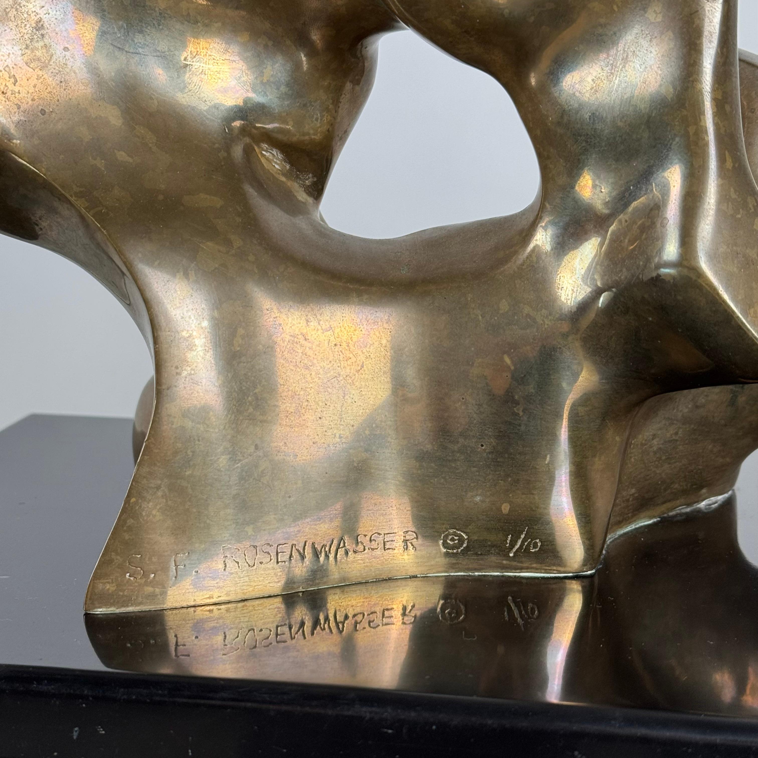 Rare Patinated Bronze Abstract Sculpture by Sy Rosenwasser For Sale 2