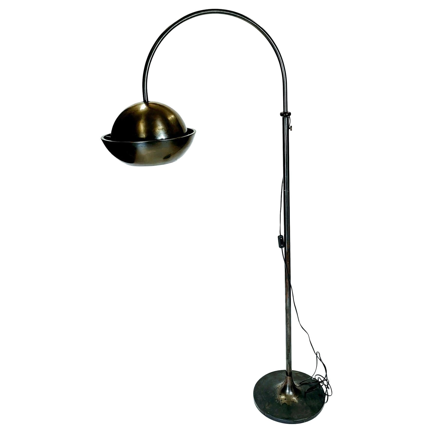 Mid-Century Modern Patinated Copper Floor Lamp from the 1960s