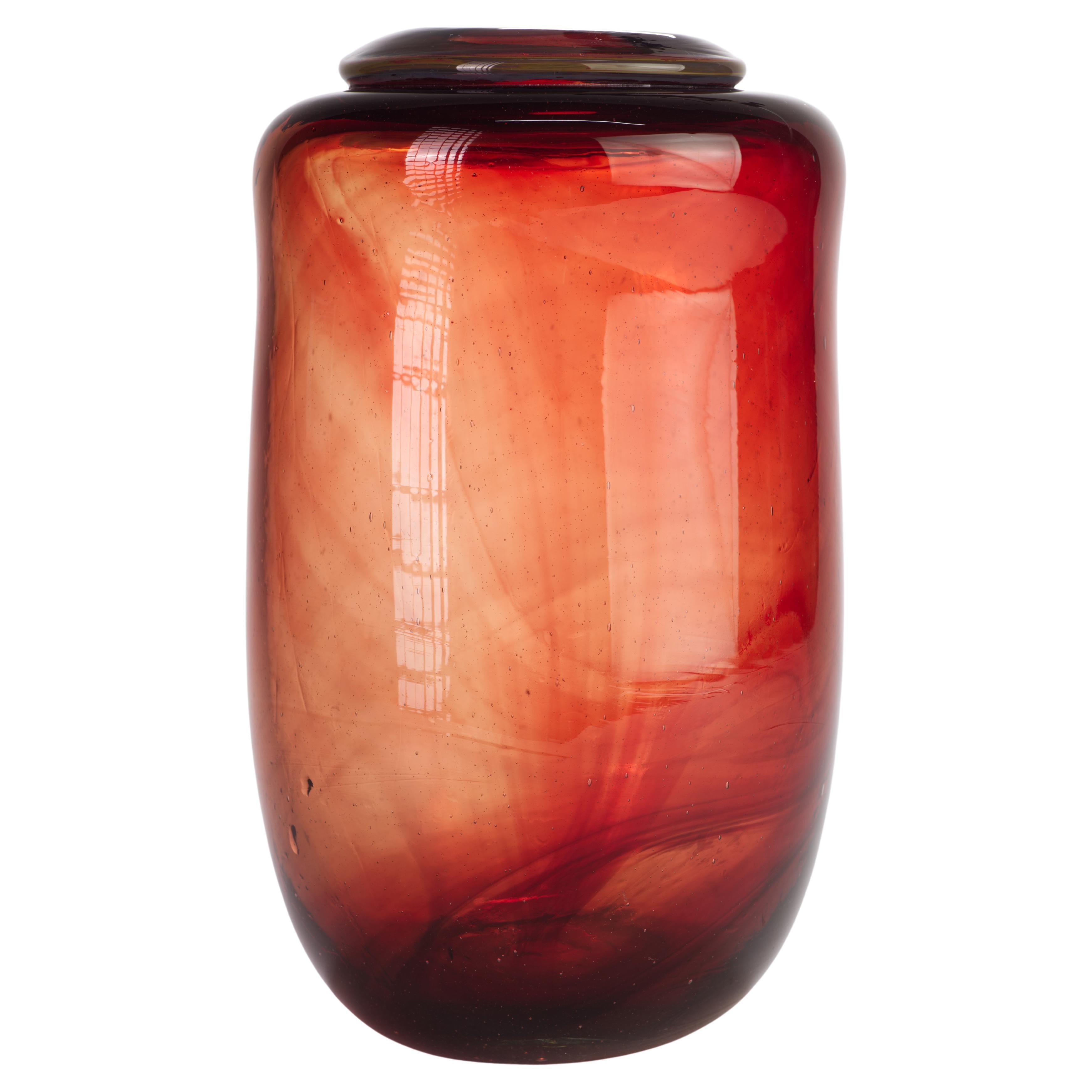 Raro vaso rosso di grandi dimensioni di Patricia Esch, vetro da studio americano