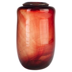 Seltene große rote Vase von Patricia Esch, frühes amerikanisches Studio Glas