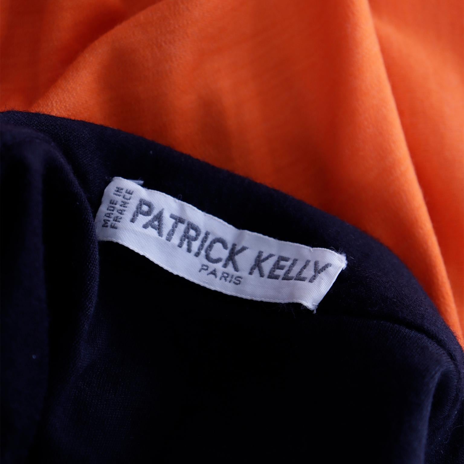 Rare Patrick Kelly Paris F/W 1988 Black & Orange Color Block Vintage Dress For Sale 8
