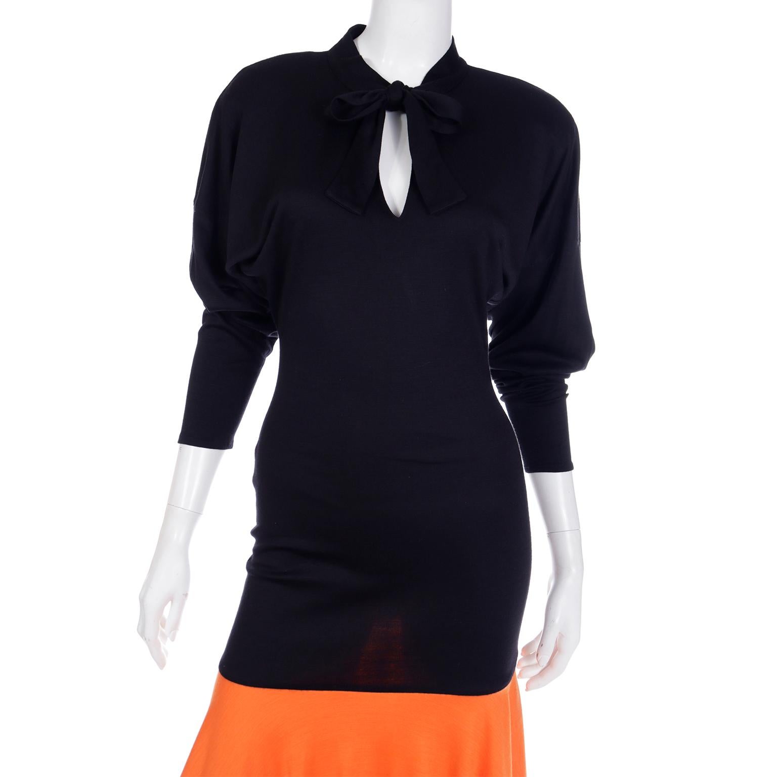 Rare Patrick Kelly Paris F/W 1988 Black & Orange Color Block Vintage Dress For Sale 4
