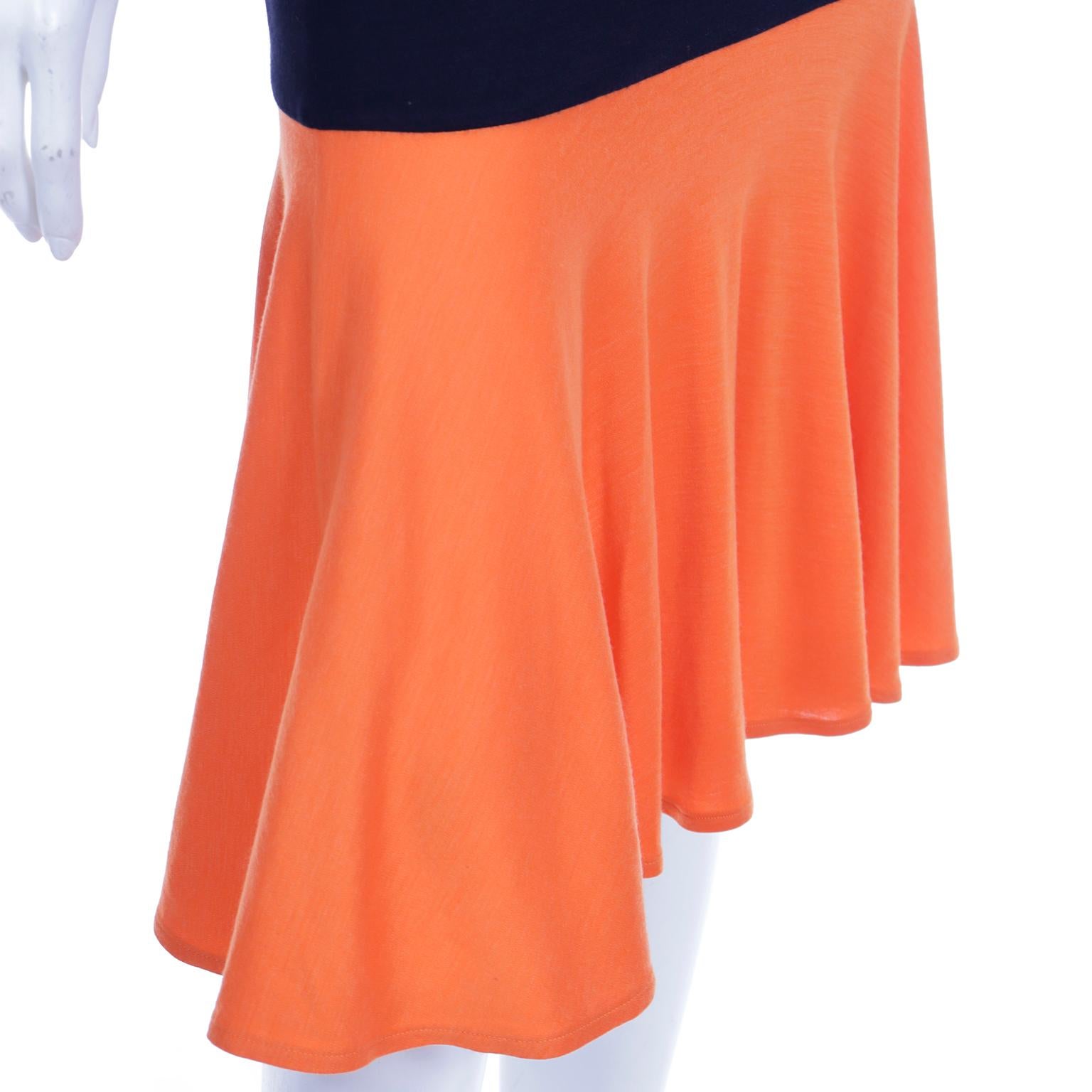 Rare Patrick Kelly Paris F/W 1988 Black & Orange Color Block Vintage Dress For Sale 7