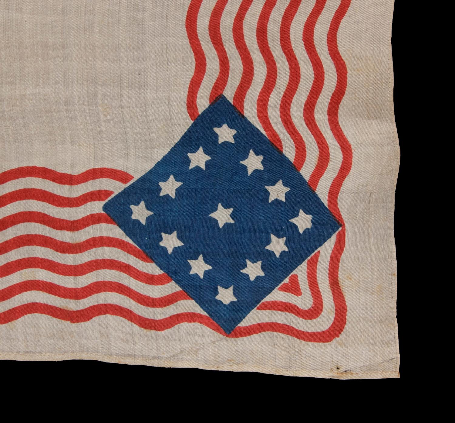 Mid-19th Century Rare, Patriotic Silk Kerchief of the Civil War Era