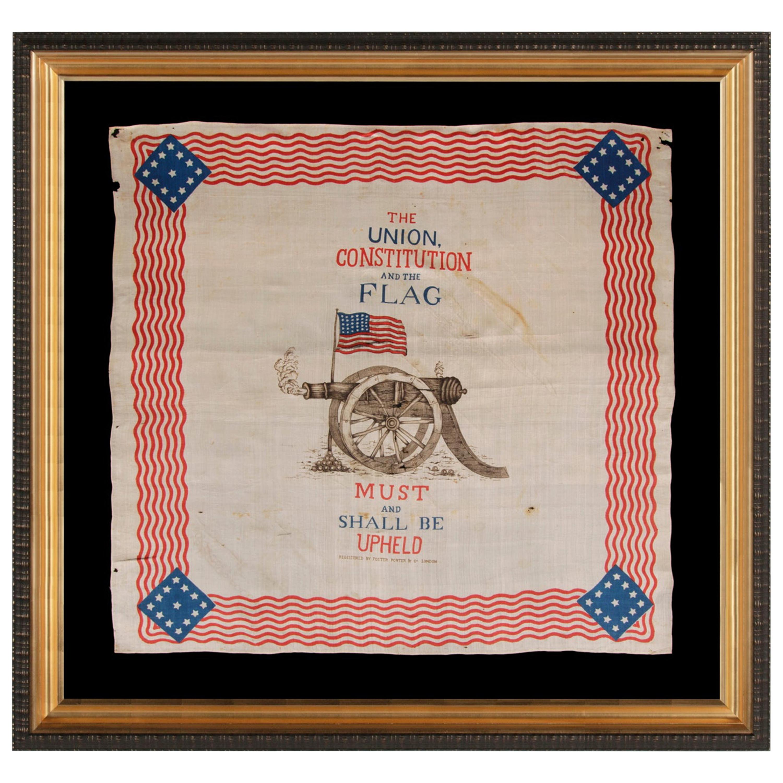Rare, Patriotic Silk Kerchief of the Civil War Era