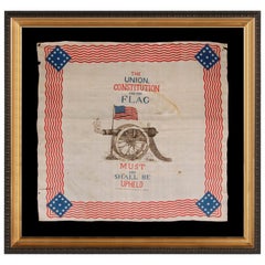 Antique Rare, Patriotic Silk Kerchief of the Civil War Era